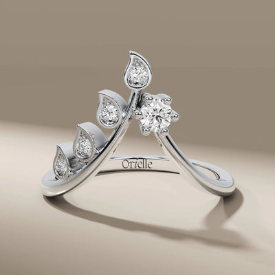 organic nature inspired prong setting diamond band