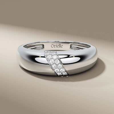 designer wedding band with chunky pave and round diamonds