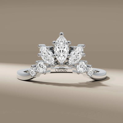 Yellow gold curved band crafted with prong set lab grown diamonds