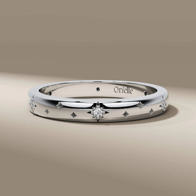 designer wedding band in celestial star style setting