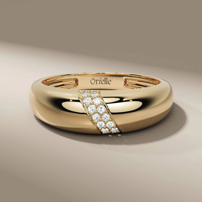 double row side pave band with round lab grown diamond accents