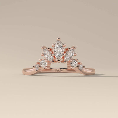 moissanite promise band with marquise and round diamonds