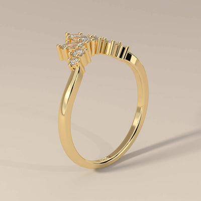 handmade curved marquise and round moissanite wedding band