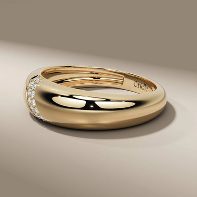 chunky pave band featuring round lab grown diamonds in gold