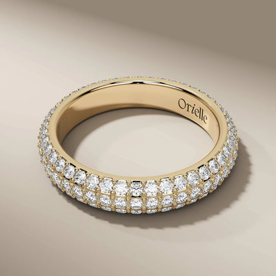 Yellow gold pave diamond band with elegant eternity design