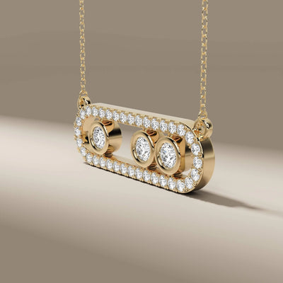 Halo diamond pendant with trio lab-grown diamonds