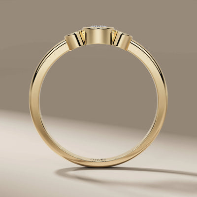 handmade three stone band crafted in yellow gold finish
