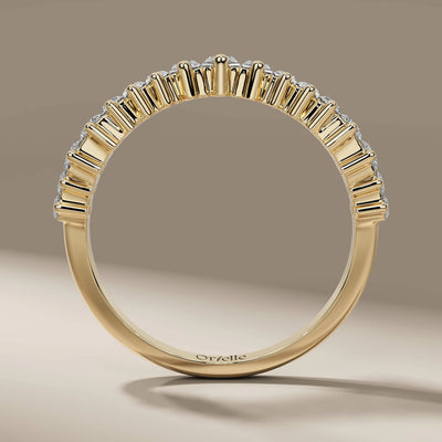 half eternity band in yellow gold with handmade baguette design