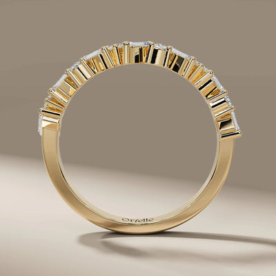 Handmade half eternity wedding band with lab grown diamonds