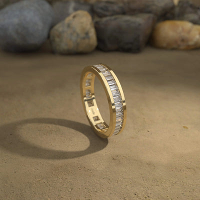 Handmade eternity band featuring brilliant baguette stones
