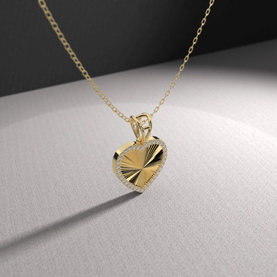 Moissanite promise heart pendant in halo style
