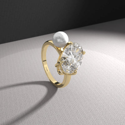 Classic yellow gold oval engagement ring handmade

