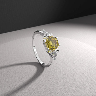 Three Stone Round Moissanite Engagement Ring