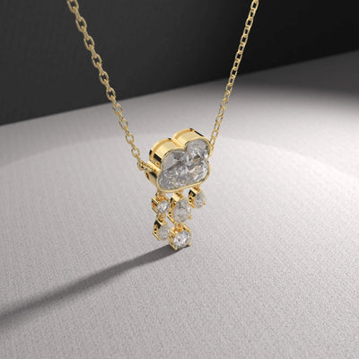 Designer cloud pendant with pear and round moissanite

