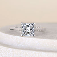 Princess Engagement Ring in Hidden Side Stones