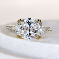 East West Oval Engagement Ring In Hidden Accent