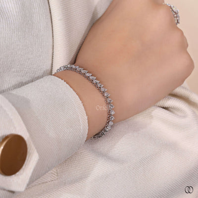 handmade bracelet pear diamond white gold band
