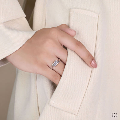 pear cut ring bypass white gold engagement ring
