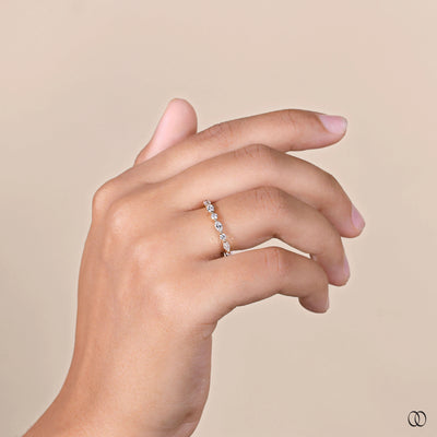 classic prong set marquise round diamond wedding band
