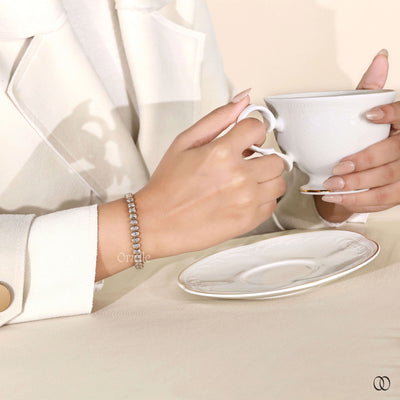 Oval Cut Bezel Set Diamond Bracelet For Valentine Gift
