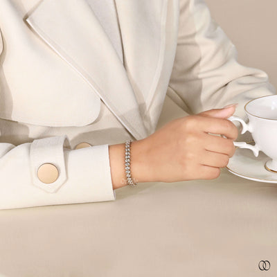 Oval Cut Bezel Set Diamond Bracelet For Valentine Gift