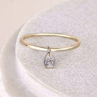 Solitaire Style Dangle Pear Cut Ring Promise Gift For Women