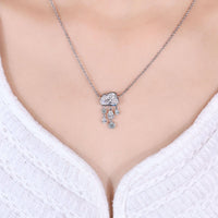 Bezel Set Cloud Cut Moissanite Pendant With Dainty Chain
