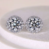 18K White Gold Stud Style Round Diamond Earrings