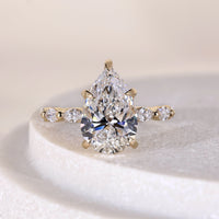 Pear Diamond Hidden Halo Engagement Ring Proposal Tear Drop