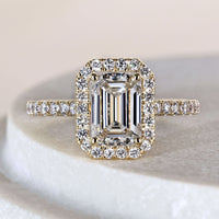 Emerald Cut Engagement Ring In Halo And Pave