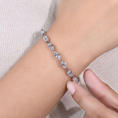 marquise diamond tennis bracelet white gold prong set
