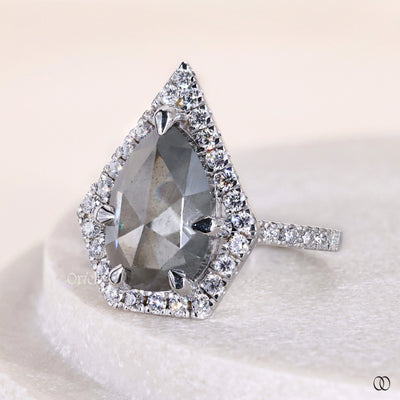 designer halo ring salt and pepper gold ring
