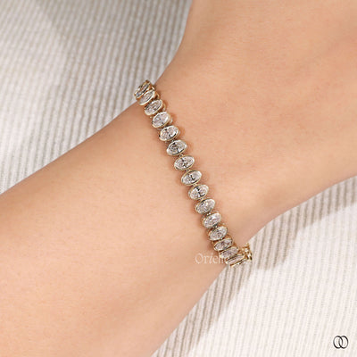 Oval Cut Bezel Set Diamond Bracelet For Valentine Gift