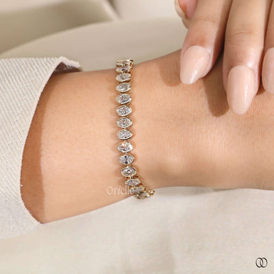 Oval Cut Bezel Set Diamond Bracelet For Valentine Gift