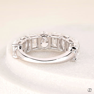 white gold band emerald cut oval wedding ring
