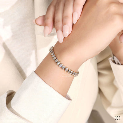 Oval Cut Bezel Set Diamond Bracelet For Valentine Gift