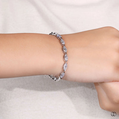 designer style marquise diamond bracelet gold band
