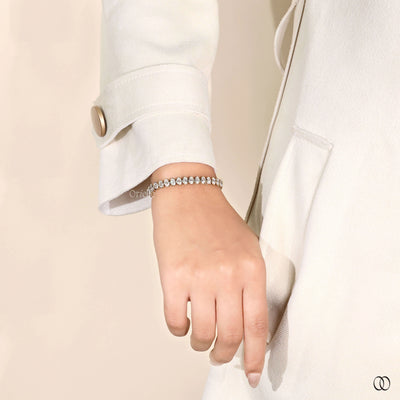 Oval Cut Bezel Set Diamond Bracelet For Valentine Gift