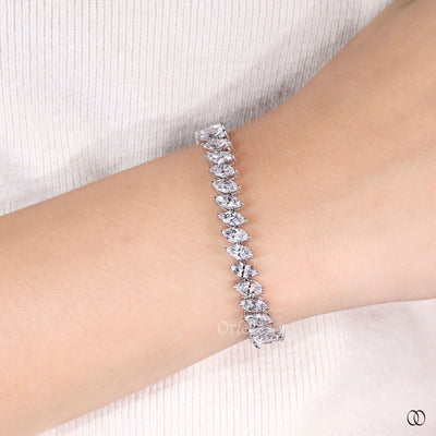 handmade marquise diamond tennis bracelet white gold
