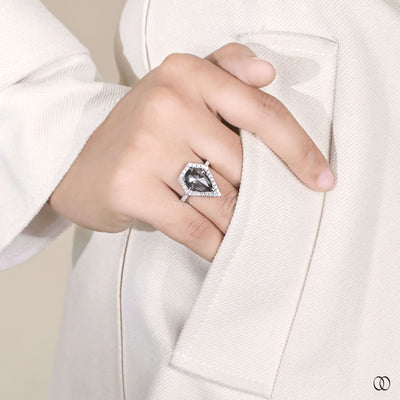 handmade ring salt and pepper engagement ring
