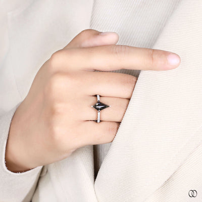 pave pear moissanite engagement white gold ring
