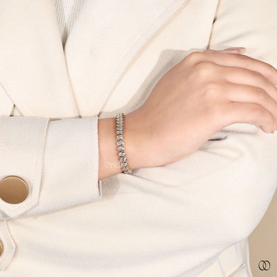 Oval Cut Bezel Set Diamond Bracelet For Valentine Gift