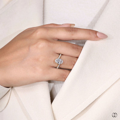 Tulip setting ring showcasing oval cut stone
