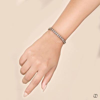 Oval Cut Bezel Set Diamond Bracelet For Valentine Gift