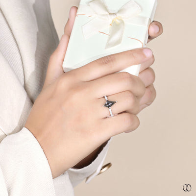 moissanite engagement ring pear cut white gold
