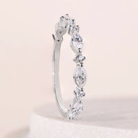 Marquise & Round Moissanite Half Eternity Band In White Gold
