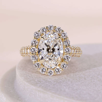 3 row pavé engagement ring with sparkling diamond accents
