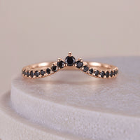 14k Gold Round Cut Curved Style Rose Gold Wedding Band
