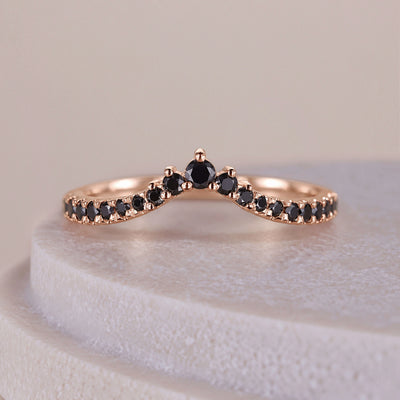 14k Gold Round Cut Curved Style Rose Gold Wedding Band