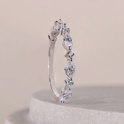 half eternity wedding band marquise moissanite band
